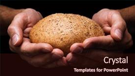  Presentation with black hands - Presentation consisting of donate food - human hands with bread closeup background and a wine colored foreground