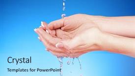  Presentation with water color hands - Presentation theme enhanced with human hands with water splashing background and a arctic colored foreground