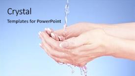  Presentation with water color hands - PPT theme with human hands with water splashing background and a light blue colored foreground