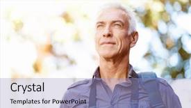  Presentation with luxury fashion outdoors - Colorful presentation design enhanced with human head - portrait of handsome man outdoors backdrop and a  colored foreground