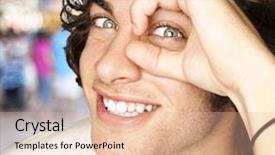  Presentation with one young man exercising handball - Audience pleasing theme consisting of human head - portrait of young man gesturing backdrop and a lemonade colored foreground