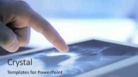  Presentation with tablet - Presentation theme enhanced with human health technology - doctor working with tablet-pc close background and a light blue colored foreground