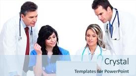  Presentation with medical - Audience pleasing presentation consisting of human health technology - medical doctors group isolated backdrop and a  colored foreground