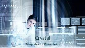  Presentation with medicine - PPT theme having human health technology - medicine doctor working with modern background and a sky blue colored foreground