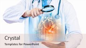  Presentation with human body - Slide deck featuring human heart - close up of doctor's body background and a lemonade colored foreground