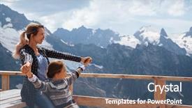  Presentation with mom daughter - PPT theme featuring human hotel - mom with daughter relaxing background and a ocean colored foreground