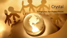  Presentation with globe - Beautiful presentation featuring human icon - team and globe backdrop and a yellow colored foreground