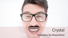  Presentation with glasses - Slide set featuring human impact - close up businessman with glasses background and a lemonade colored foreground