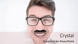  Presentation with glasses - Amazing slide deck having human impact - close up businessman with glasses backdrop and a coral colored foreground