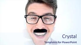  Presentation with glasses - Audience pleasing presentation theme consisting of human impact - close up businessman with glasses backdrop and a sky blue colored foreground