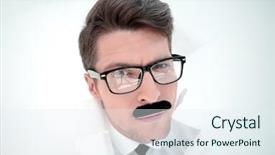  Presentation with glasses - Theme featuring human impact - close up businessman with glasses background and a sky blue colored foreground