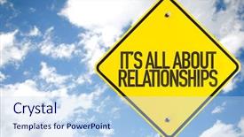  Presentation with impact - Slide deck featuring human impact - its all about relationships sign background and a light blue colored foreground