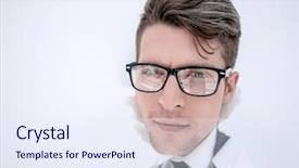  Presentation with breaking through - Theme having human impact - young businessman breaking background and a sky blue colored foreground