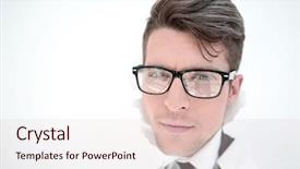  Presentation with breaking through - Slide set enhanced with human impact - young businessman breaking background and a lemonade colored foreground