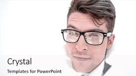  Presentation with breaking through - Audience pleasing slide set consisting of human impact - young businessman breaking backdrop and a white colored foreground