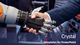  Presentation with interaction - Cool new PPT theme with human interaction with artificial intelligence backdrop and a ocean colored foreground