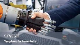  Presentation with artificial intelligence - Slides enhanced with human interaction with artificial intelligence background and a gray colored foreground