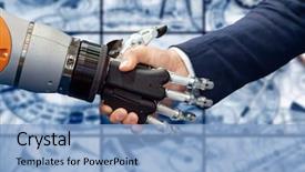  Presentation with interaction - Colorful PPT layouts enhanced with human interaction with artificial intelligence backdrop and a light blue colored foreground