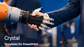  Presentation with interaction - Presentation featuring human interaction with artificial background and a navy blue colored foreground