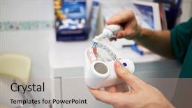  Presentation with plastic - Audience pleasing presentation design consisting of human jaw and electrical toothbrush backdrop and a coral colored foreground