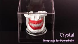  Presentation with human anatomy - Presentation design with human-jaw-with-teeth-implants background and a wine colored foreground