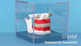  Presentation with human anatomy - Slides consisting of human-jaw-with-teeth-implants background and a teal colored foreground