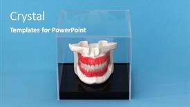  Presentation with human anatomy - Presentation theme featuring human-jaw-with-teeth-implants background and a light blue colored foreground