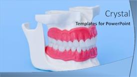  Presentation with human anatomy - Amazing PPT theme having human-jaw-with-teeth backdrop and a light blue colored foreground