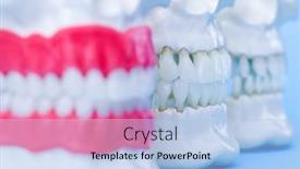  Presentation with orthodontic - Audience pleasing slide set consisting of human-jaws-with-teeth backdrop and a light blue colored foreground