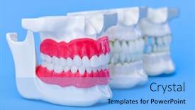  Presentation with human anatomy - Beautiful slide set featuring human-jaws-with-teeth backdrop and a light blue colored foreground