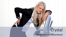  Presentation with joint pain - Presentation design featuring human joint - young woman with pain background and a light blue colored foreground