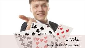  Presentation with playing cards - Presentation with human king - bluff man playing with poker background and a lemonade colored foreground