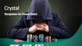  Presentation with poker - Presentation theme featuring human king - poker player on black background background and a dark gray colored foreground