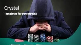  Presentation with golf player playing - Colorful presentation theme enhanced with human king - poker player on black background backdrop and a dark gray colored foreground