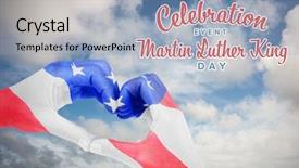  Presentation with usa flag - Colorful slide deck enhanced with human king - usa flag painted on hands backdrop and a light blue colored foreground