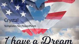  Presentation with heart clouds - Colorful theme enhanced with human king - usa flag painted on hands backdrop and a teal colored foreground