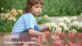  Presentation with tulips - Cool new presentation theme with human life - little girl sits at bed backdrop and a  colored foreground
