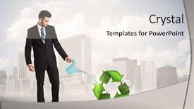  Presentation with green life - Presentation design consisting of human life cycle - business man watering green recycle background and a cream colored foreground