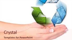  Presentation with conceptual recycling - Amazing presentation having human life cycle - hands and conceptual recycling symbol backdrop and a lemonade colored foreground