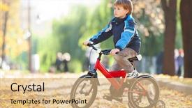  Presentation with happy life - Cool new presentation with human life cycle - happy boy with bicycle backdrop and a coral colored foreground