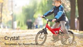  Presentation with bicycle - Amazing presentation design having human life cycle - happy boy with bicycle backdrop and a lemonade colored foreground