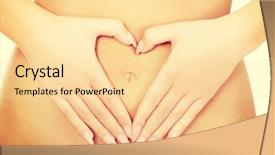  Presentation with human life cycle - Audience pleasing PPT theme consisting of human life cycle - woman makes heart shape backdrop and a blonde colored foreground