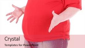  Presentation with fat - Beautiful slide set featuring human liver - fat man isolated on white backdrop and a red colored foreground