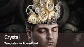  Presentation with mechanism - Presentation design featuring human mind - man with cogwheel mechanism background and a  colored foreground