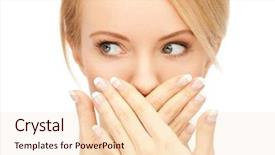  Presentation with hope bright future hopeful - Cool new slides with human mouth - bright closeup portrait picture backdrop and a  colored foreground