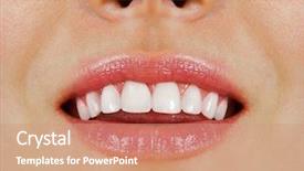  Presentation with healthy - Beautiful presentation theme featuring human mouth - healthy woman teeth and smile backdrop and a  colored foreground