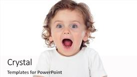  Presentation with blue eyes - Colorful presentation enhanced with human mouth - surprised baby with blue eyes backdrop and a white colored foreground