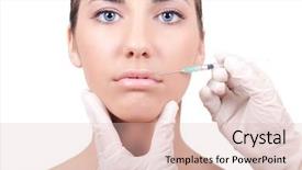  Presentation with human mouth - Theme consisting of human mouth - young woman have a treatment background and a lemonade colored foreground