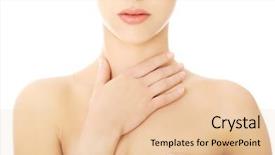  Presentation with woman in pain - Audience pleasing slides consisting of human neck - young beautiful woman backdrop and a lemonade colored foreground