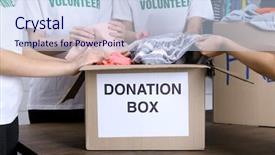  Presentation with donation - Slides consisting of female volunteers preparing donation box background and a sky blue colored foreground